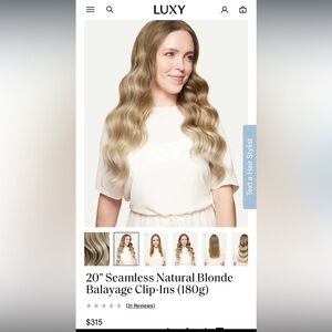 NEW Luxy 20” Natural Blonde Balayage Clip-ins Hair Extensions 180g 100% Remy
